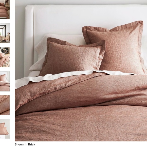 West Elm Linen Duvet Cover, King Cal. King, Brick color - Picture 2 of 3